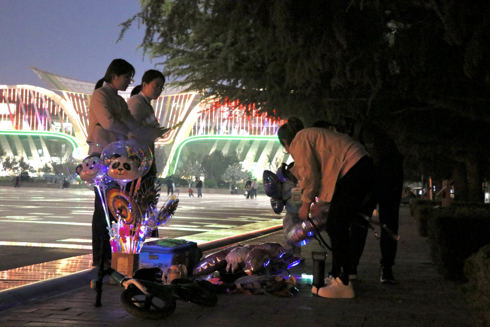 赏花季潍坊市人民广场上设百余临时小商品摊位必威 必威betway(图3)